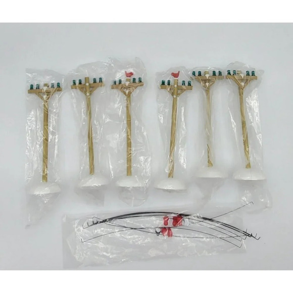 Department 56 Telephone Poles Birds on Wire Set of 6 Christmas Village #52656 - Picture 2 of 7